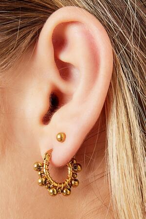 Hoop Earrings with balls Gold Stainless Steel h5 Picture3